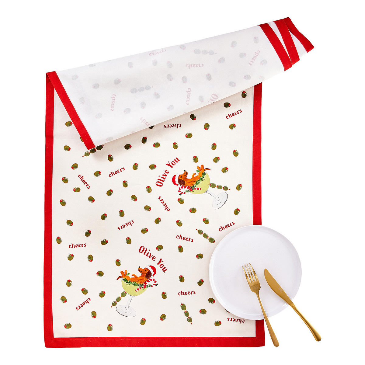 TISCHLÄUFER Drts Martini - Beige, Textil (160/50cm) - Butlers