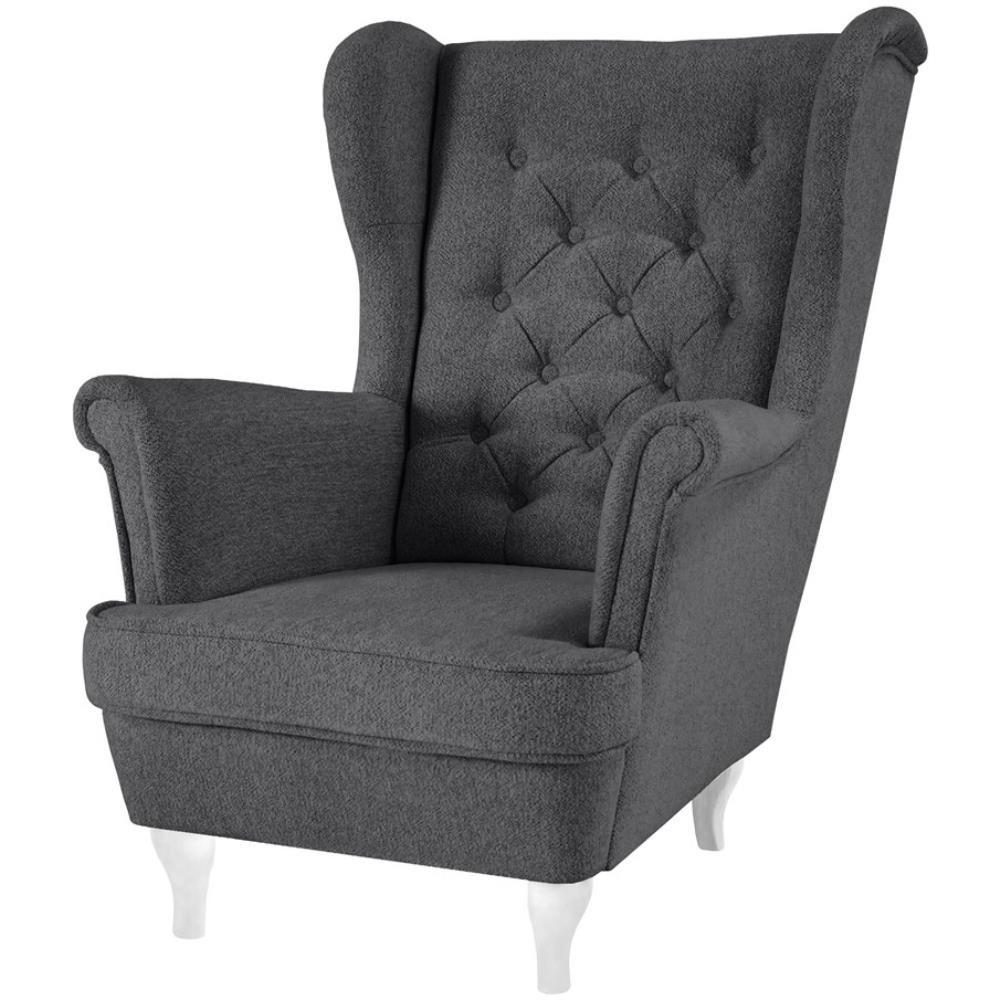 Beautysofa Chesterfield-Sessel Dunkelgrau 82x102x92 cm