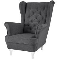 CHESTERFIELD-SESSEL Falco dunkelgrau mit Weiß Holzbeinen - Dunkelgrau/Weiß, Holz/Textil (82/102/92cm) - Beautysofa