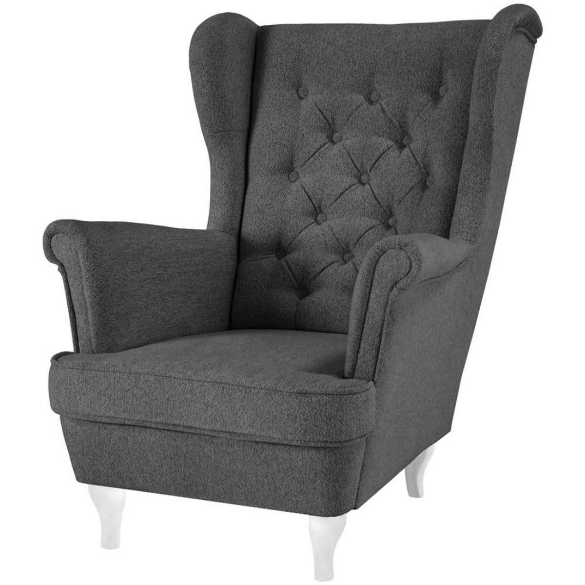 CHESTERFIELD-SESSEL Falco dunkelgrau mit Weiß Holzbeinen - Dunkelgrau/Weiß, Holz/Textil (82/102/92cm) - Beautysofa