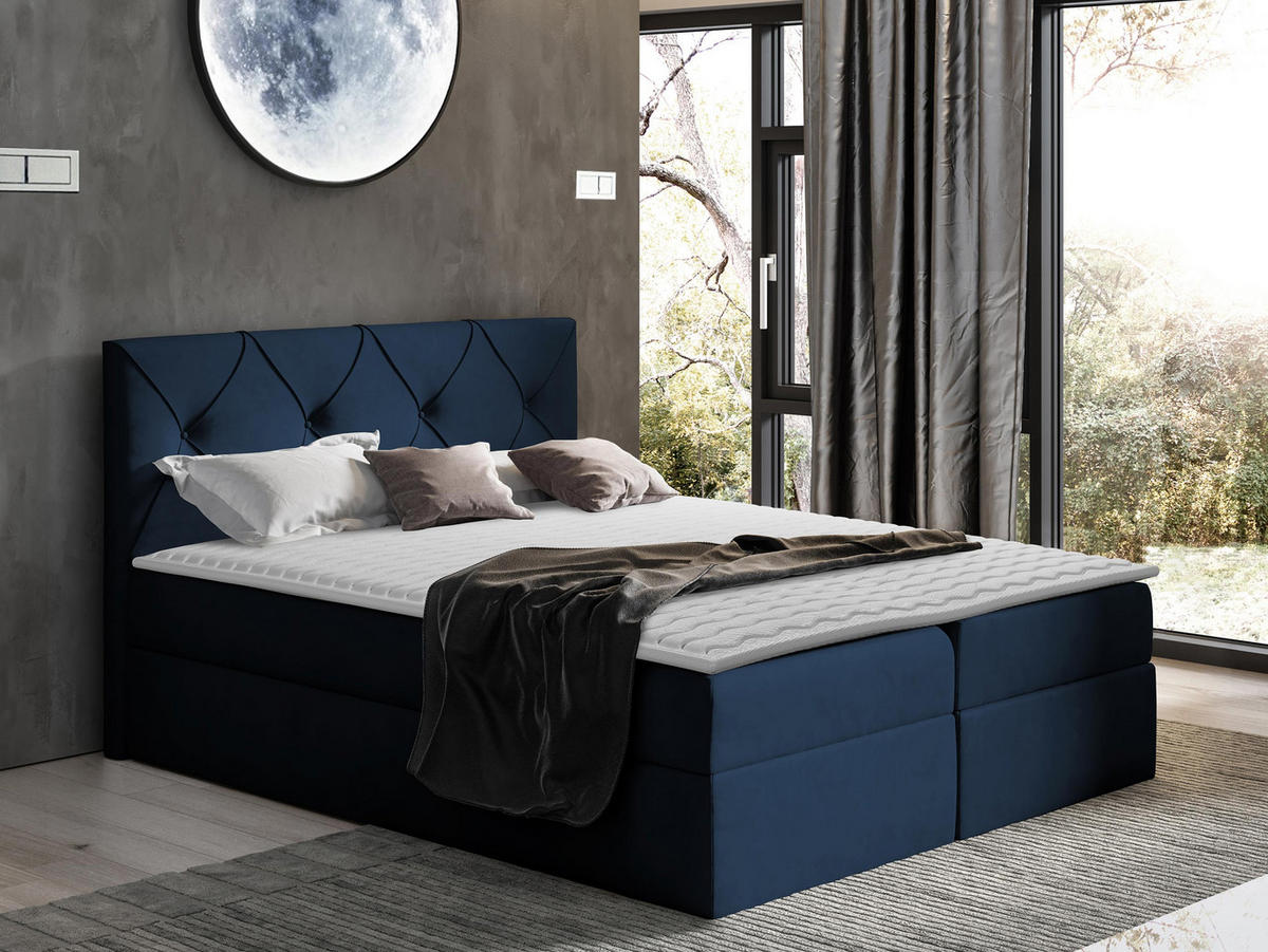 BOXBETT Crystal - Dunkelblau, Holz (180/200cm) - MIRJAN24