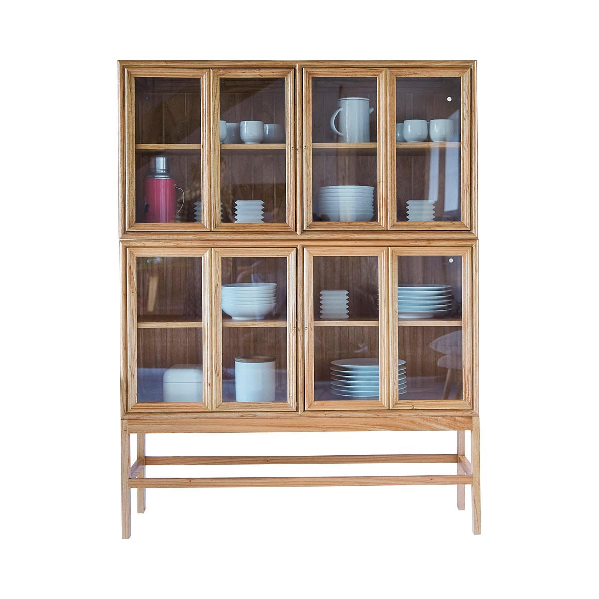 VITRINENSCHRANK Alex Natur aus Helles Mindiholz - Naturfarben, Holz (120/160/41cm) - Tikamoon