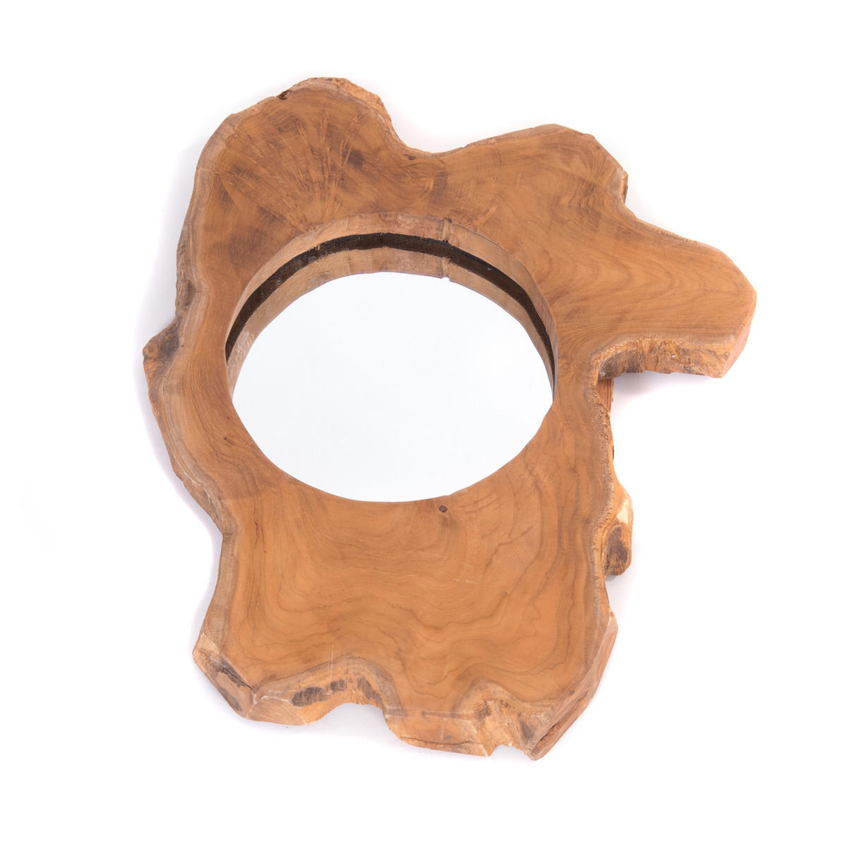 WANDSPIEGEL Tiko Teakholz Wurzel, rund, Unikat naturfarben - Naturfarben, Holz (40/35/4cm) - DESIGN DELIGHTS
