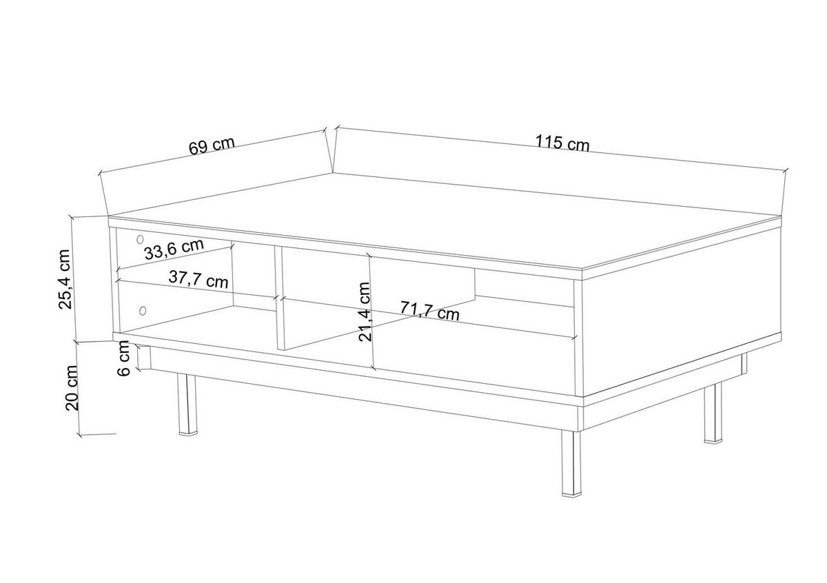 COUCHTISCH Artemisa Schwarz, goldener Akzent, Hochglanz - Schwarz Hochglanz/Schwarz, Holzwerkstoff/Metall (69/115/45.5cm) - Dancan