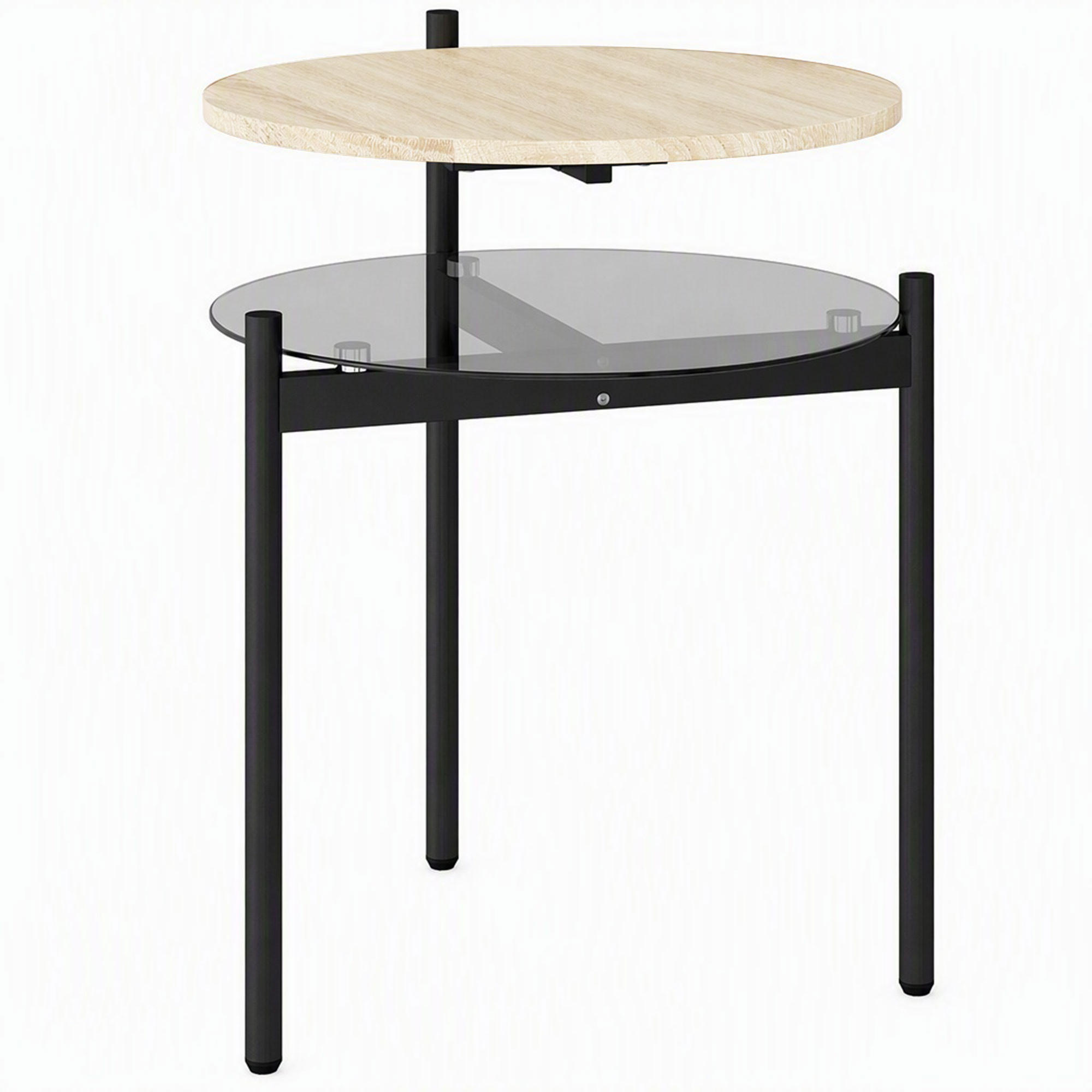 BEISTELLTISCH Spanplatte Glas Eiche - Eichefarben/Schwarz, Glas/Holzwerkstoff (41.8/39.8/53.5cm) - HOMCOM