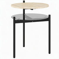 BEISTELLTISCH Spanplatte Glas Eiche - Eichefarben/Schwarz, Glas/Holzwerkstoff (41.8/39.8/53.5cm) - HOMCOM