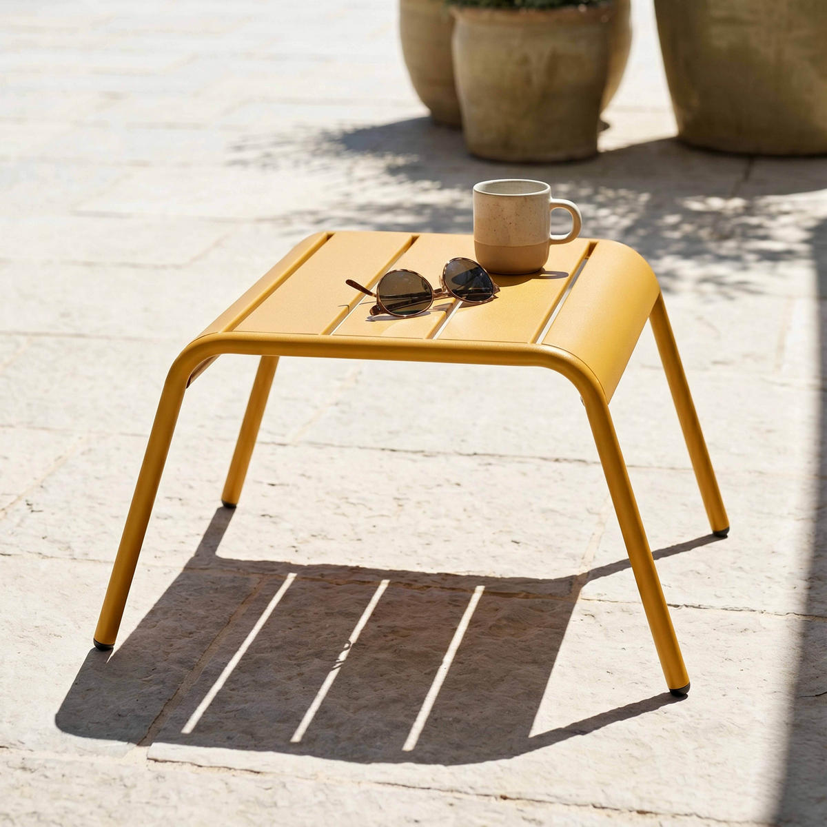 GARTENHOCKER, Gelb - Gelb, Metall (44/30/40cm) - Oviala