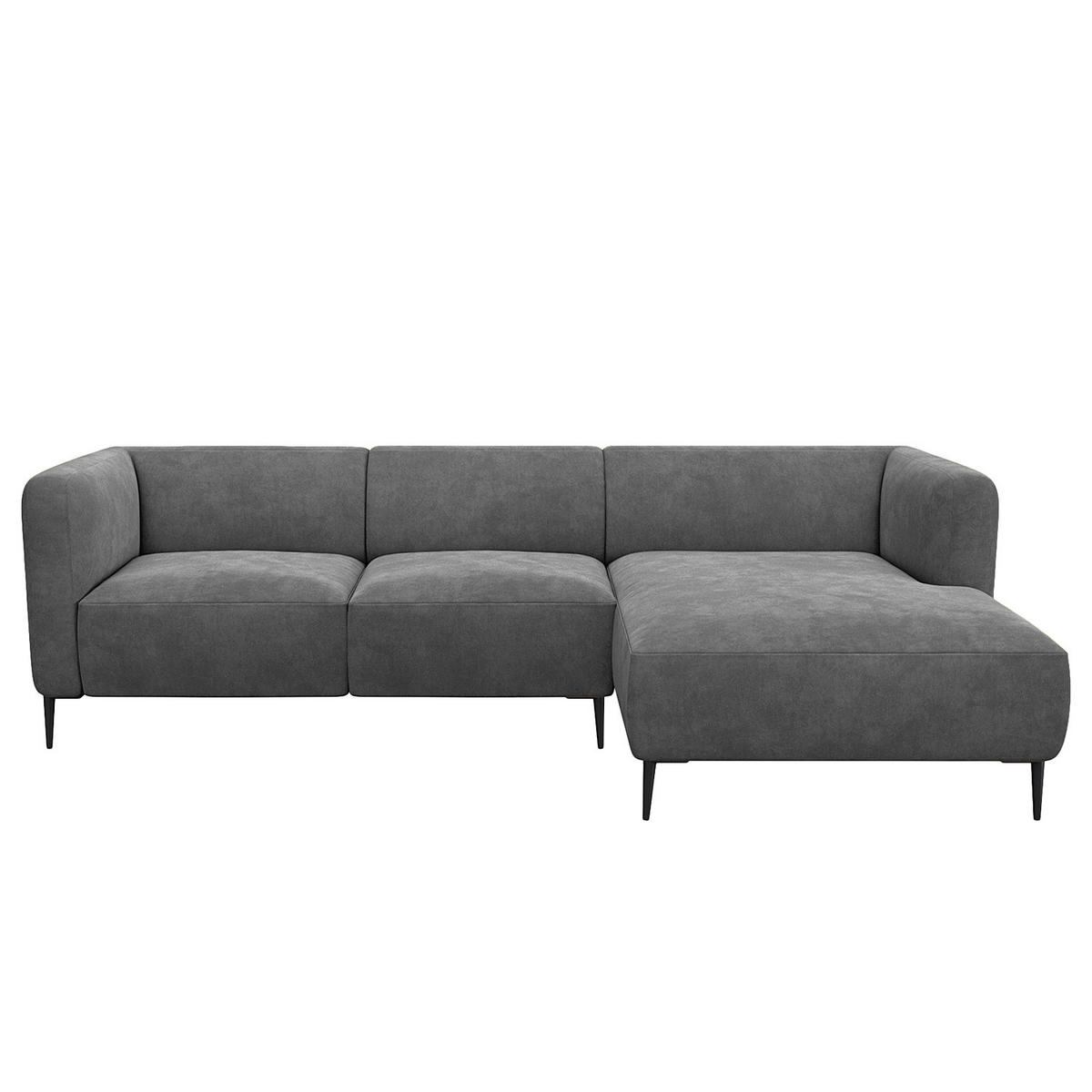 2,5-SITZER ECKSOFA mit Longchair - Schwarz/Grau, Textil/Metall (271/148cm) - home24