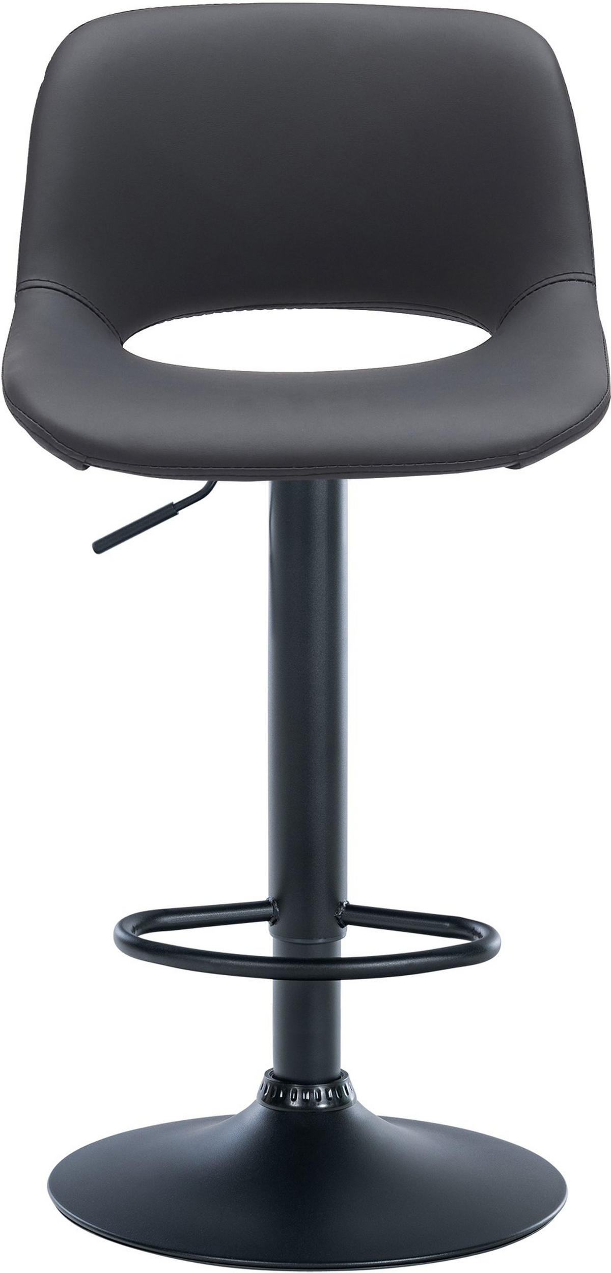 BARHOCKER JAKSON Schwarz Kunstleder Schwarz - Schwarz, Leder/Metall (42/86/46cm) - DELUKE
