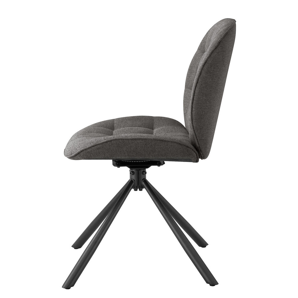 DREHBARER POLSTERSTUHL - 2er-Set - Anthrazit, Textil/Metall (48/85/58cm) - home24