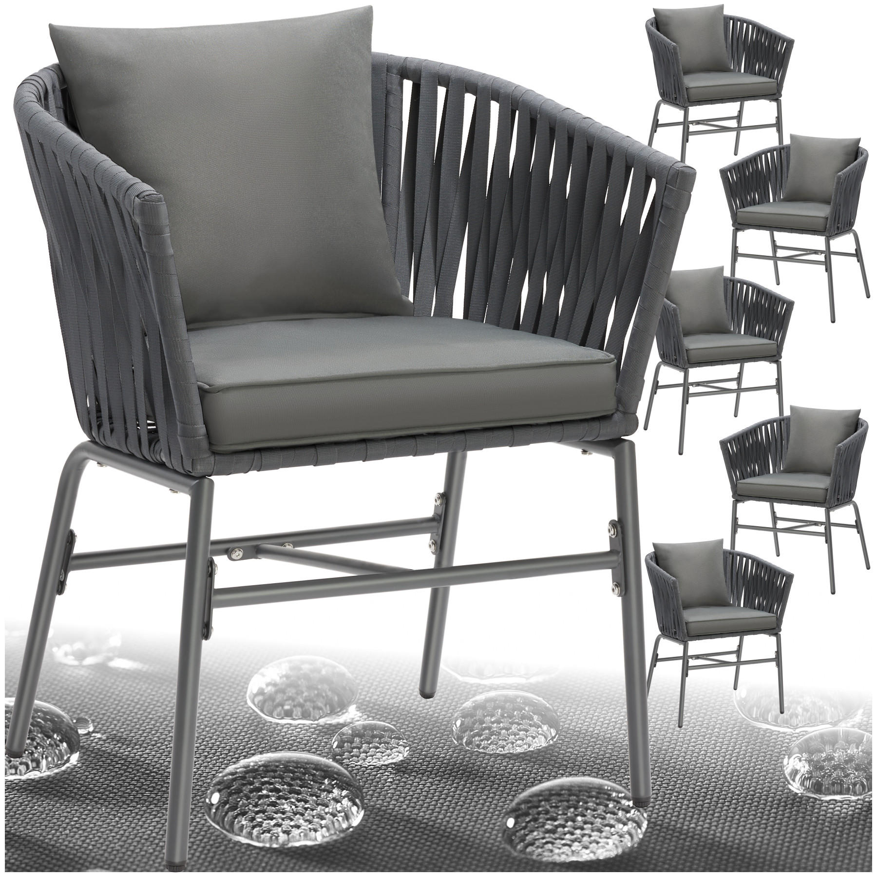 STUHLSET Valeiras,60 x 61 x 77 cm,dunkelgrau/dunkelgrau - Dunkelgrau, Textil (60/77/61cm) - tectake