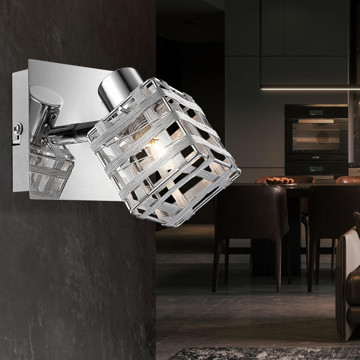 WANDLEUCHTE Aluminium Drahtgeflecht Silber 2er Set - Silberfarben, Metall (9/11/12.5cm)