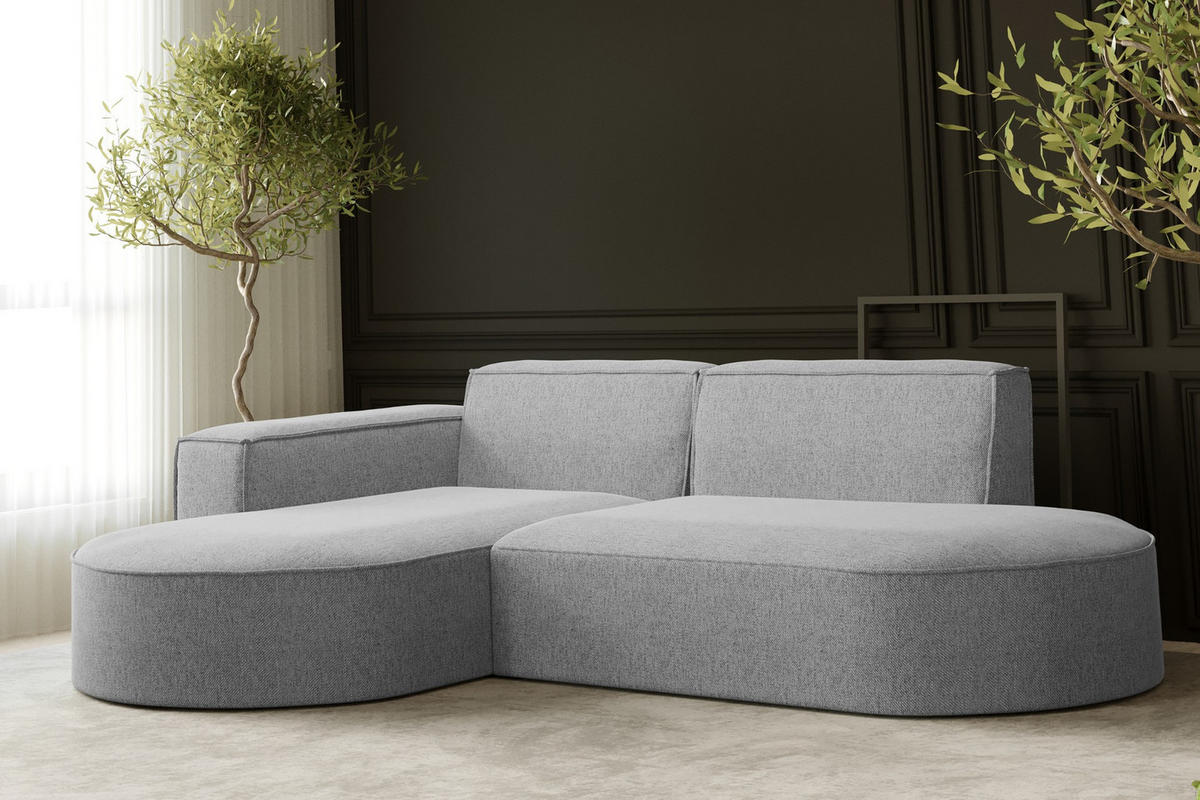 ECKSOFA MODENA L STUDIO Stoff Verita Grau Links - Grau, Holz (165/236cm) - Kaiser Möbel
