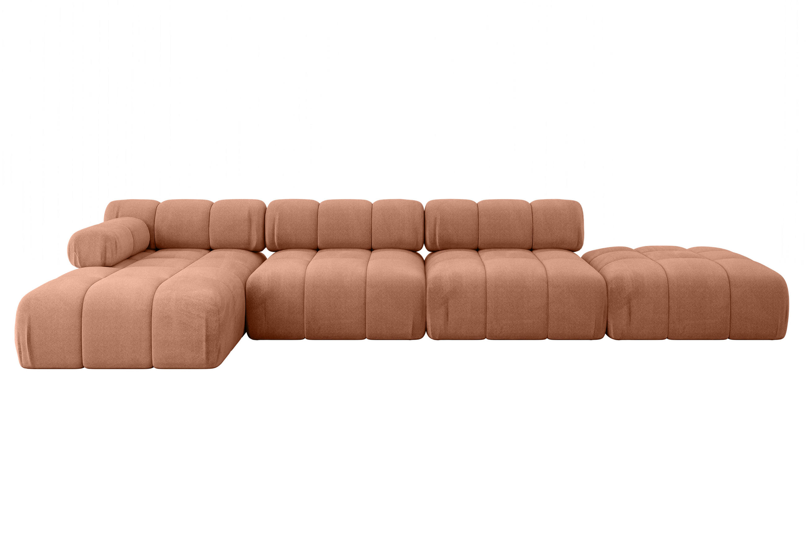 ECKSOFA modulares Sofa Lizur-L2 - 380x160x70 cm Apricot Velours - Koralle, Holzwerkstoff/Textil (380/160cm) - ALTDECOR