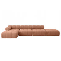 ECKSOFA modulares Sofa Lizur-L2 - 380x160x70 cm Apricot Velours - Koralle, Holzwerkstoff/Textil (380/160cm) - ALTDECOR