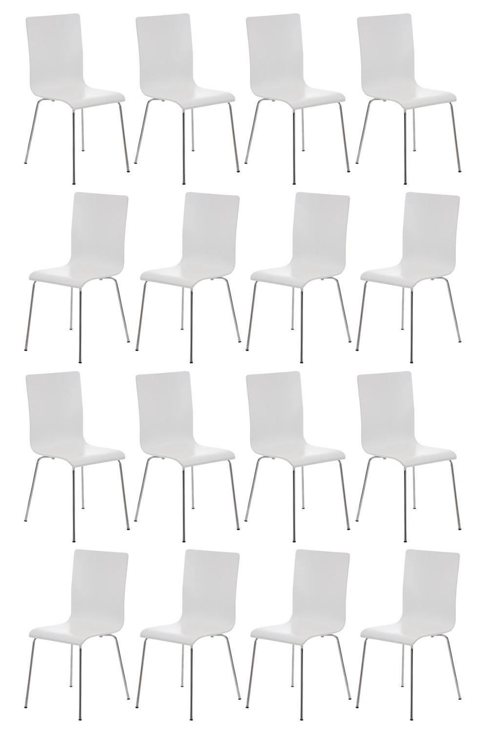 BESUCHERSTUHL 16er Set Holz weiß - Weiß, Holz/Metall (43/87/47cm) - CLP