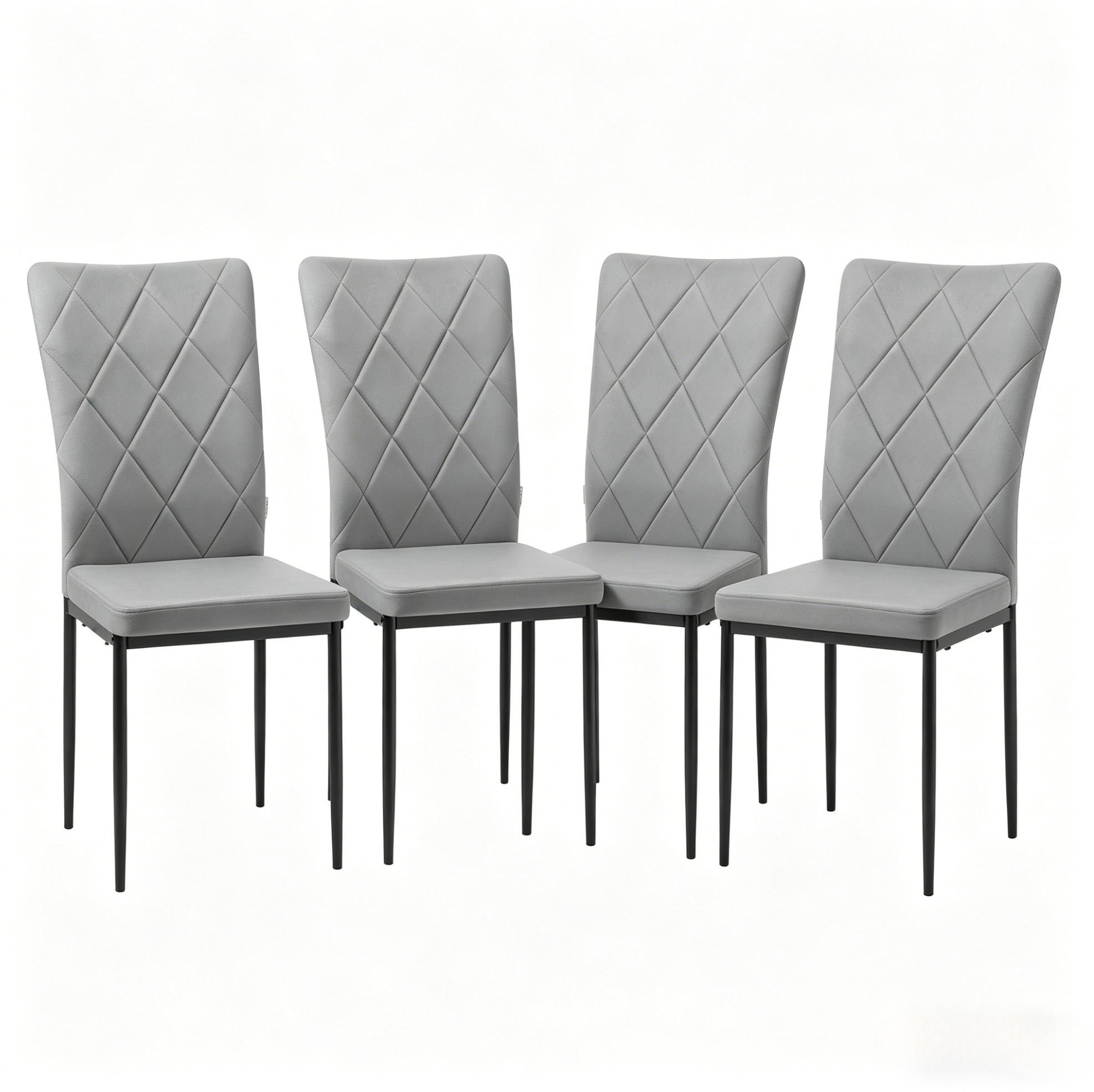 ESSSTUHL 4er-Set Samt Dunkelgrau 42 x 94,5 x 59 cm - Dunkelgrau, Metall (42.5/94.5/40cm) - Meubliv