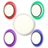 LED-DECKENLEUCHTE - rund 40cm mit RGB-Hintergrundbeleuchtung und Fernbedienung, dimmbar - Weiß, Kunststoff (5.5/40/40cm) - Northpoint