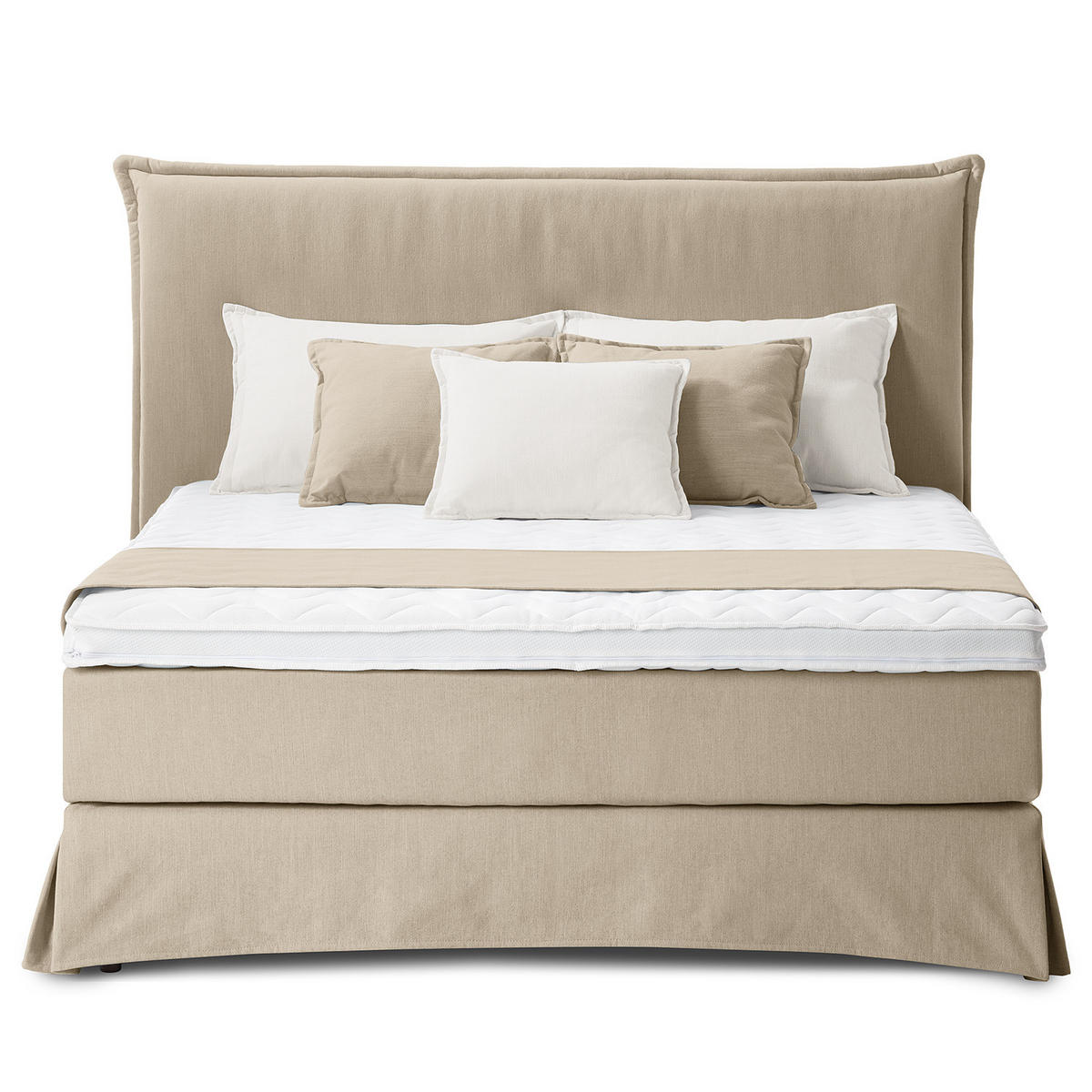 BOXSPRINGBETT mit Husse - Schlammfarben, Textil (160/200cm) - home24