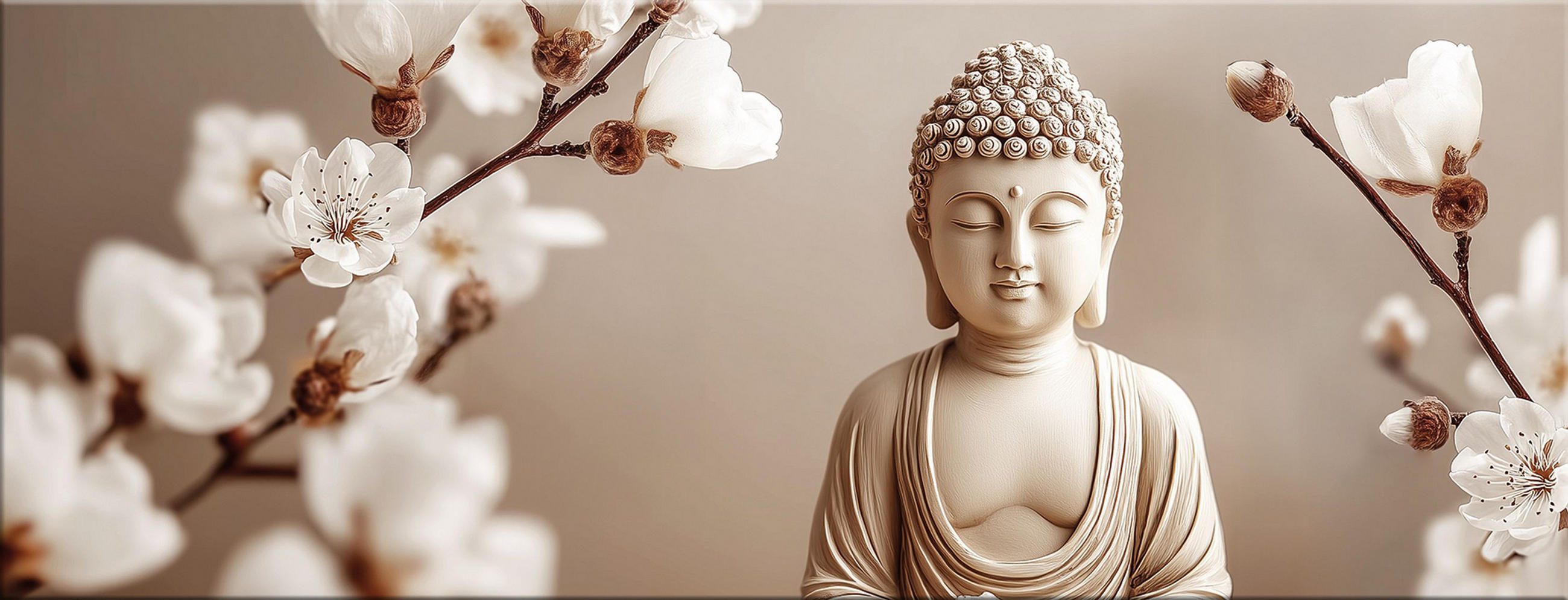 GLASBILD 80x30 cm Buddha Zen beige - Beige, Glas (80/30cm) - artissimo