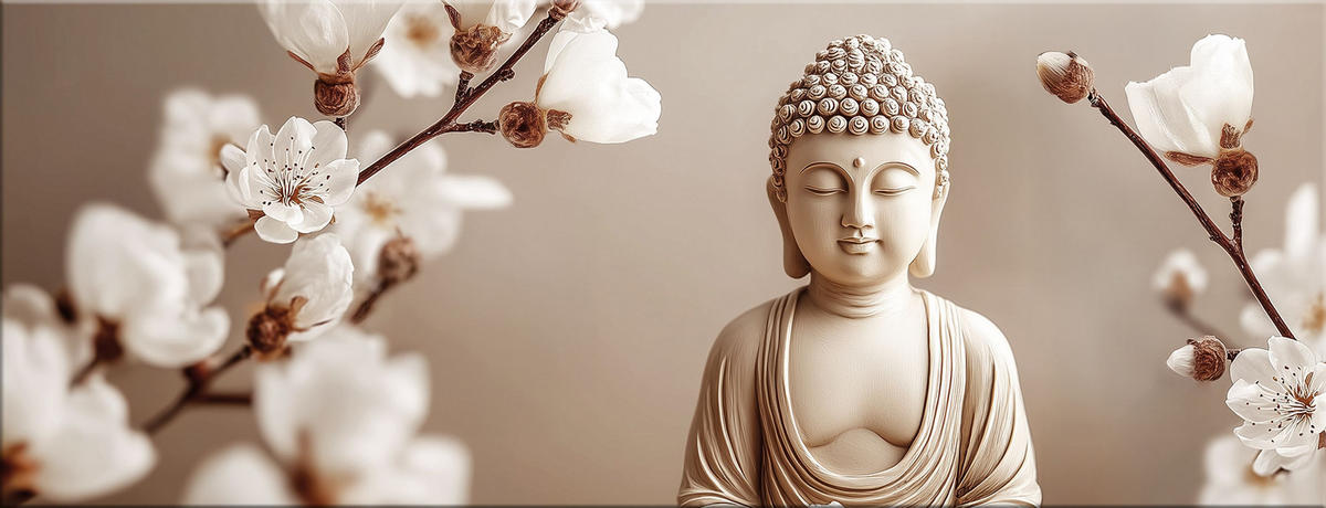 GLASBILD 80x30 cm Buddha Zen beige - Beige, Glas (80/30cm) - artissimo