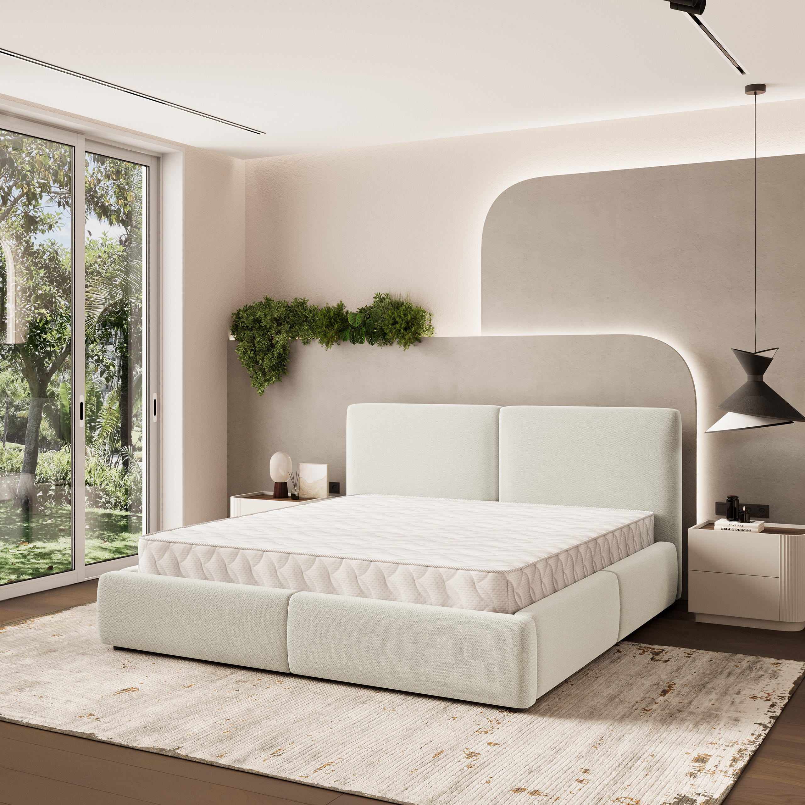 POLSTERBETT FELURO 160x200 cm mit Bettkästen - Creme - Creme, Holz (160/200cm) - MASSENO