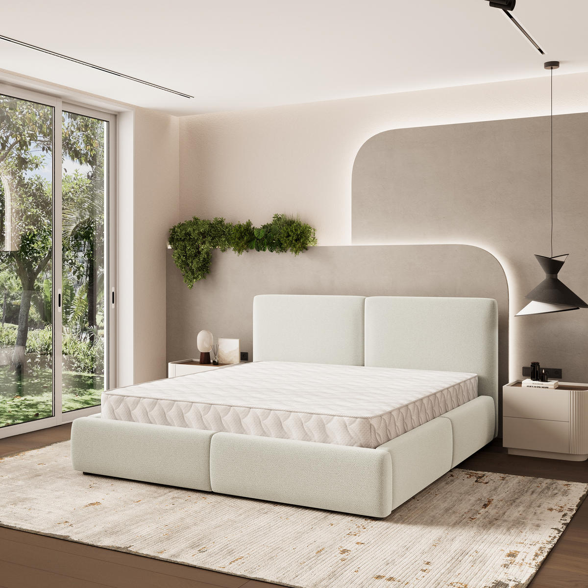 POLSTERBETT FELURO 160x200 cm mit Bettkästen - Creme - Creme, Holz (160/200cm) - MASSENO