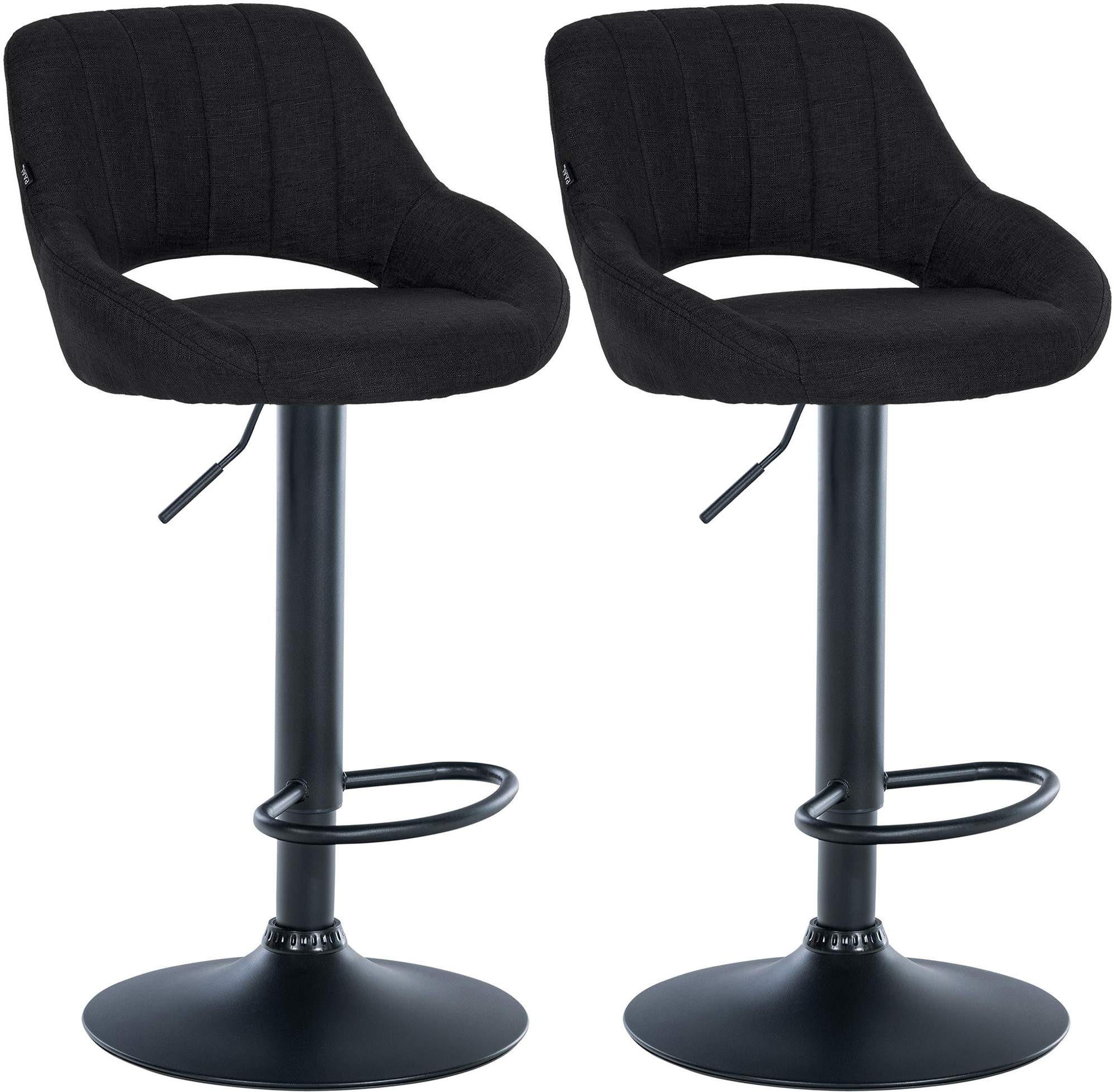 BARHOCKER 2er Set Stoff schwarz - Schwarz, Textil (47/85/48cm) - CLP