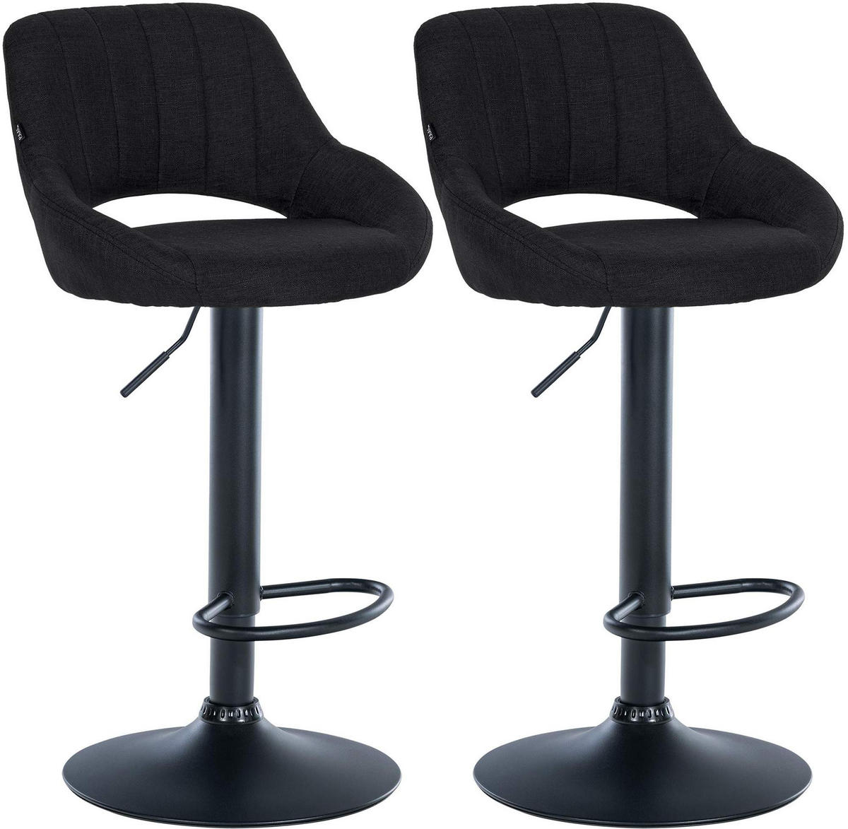 BARHOCKER 2er Set Stoff schwarz - Schwarz, Textil (47/85/48cm) - CLP