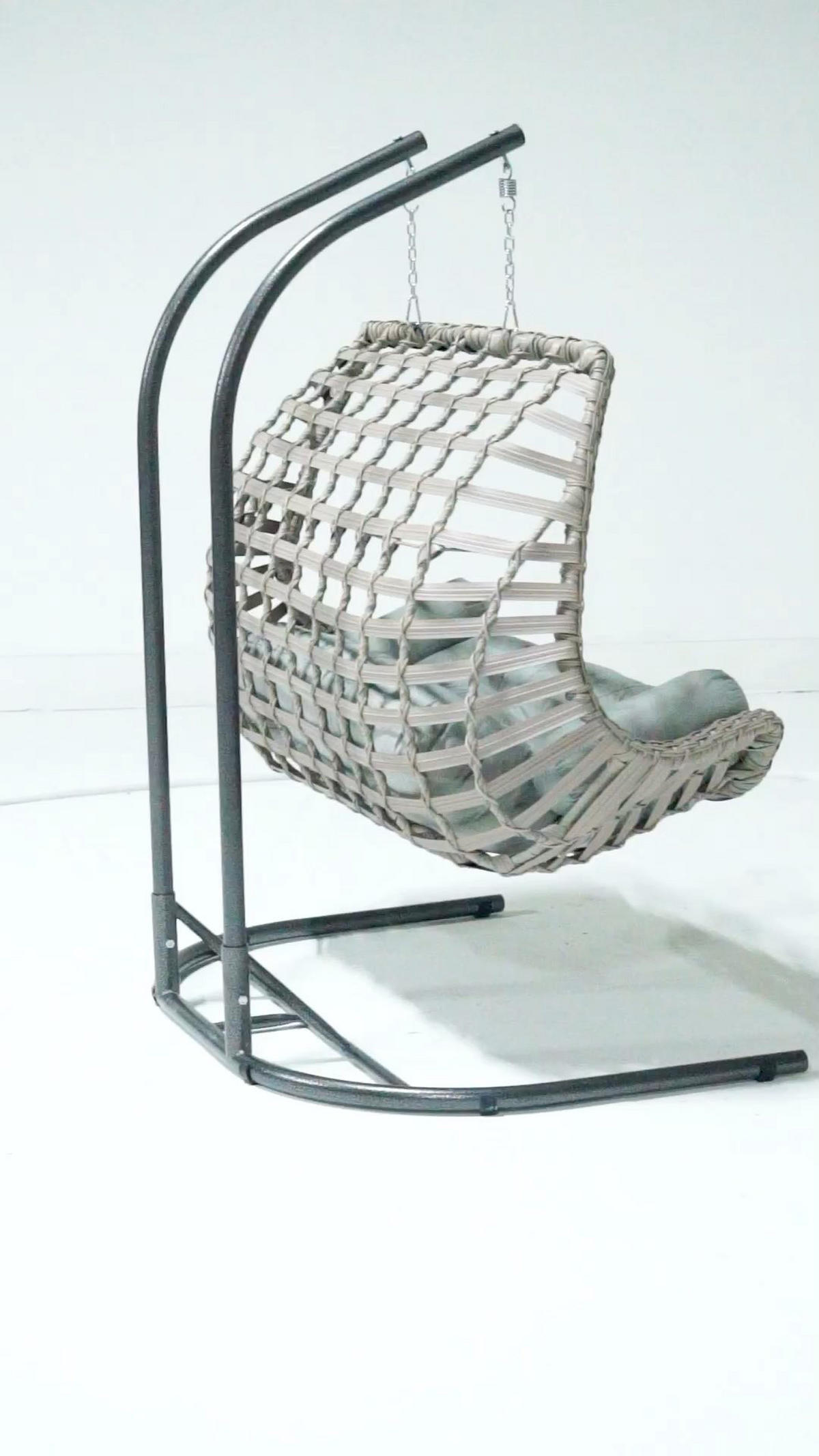 HÄNGESESSEL mit Gestell Rattan Cunda - Hellbraun, Metall (90/214/173cm) - Gowoll