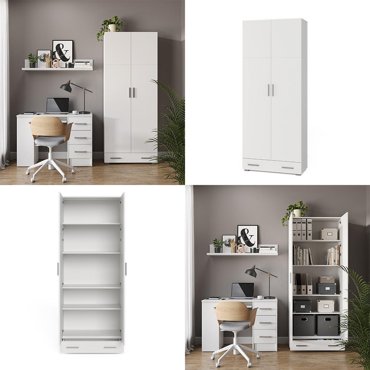 AKTENSCHRANK Frank Weiß 80 x 182.4 cm mit Schublade - Weiß, Holzwerkstoff (80/182.4/37cm) - Vicco