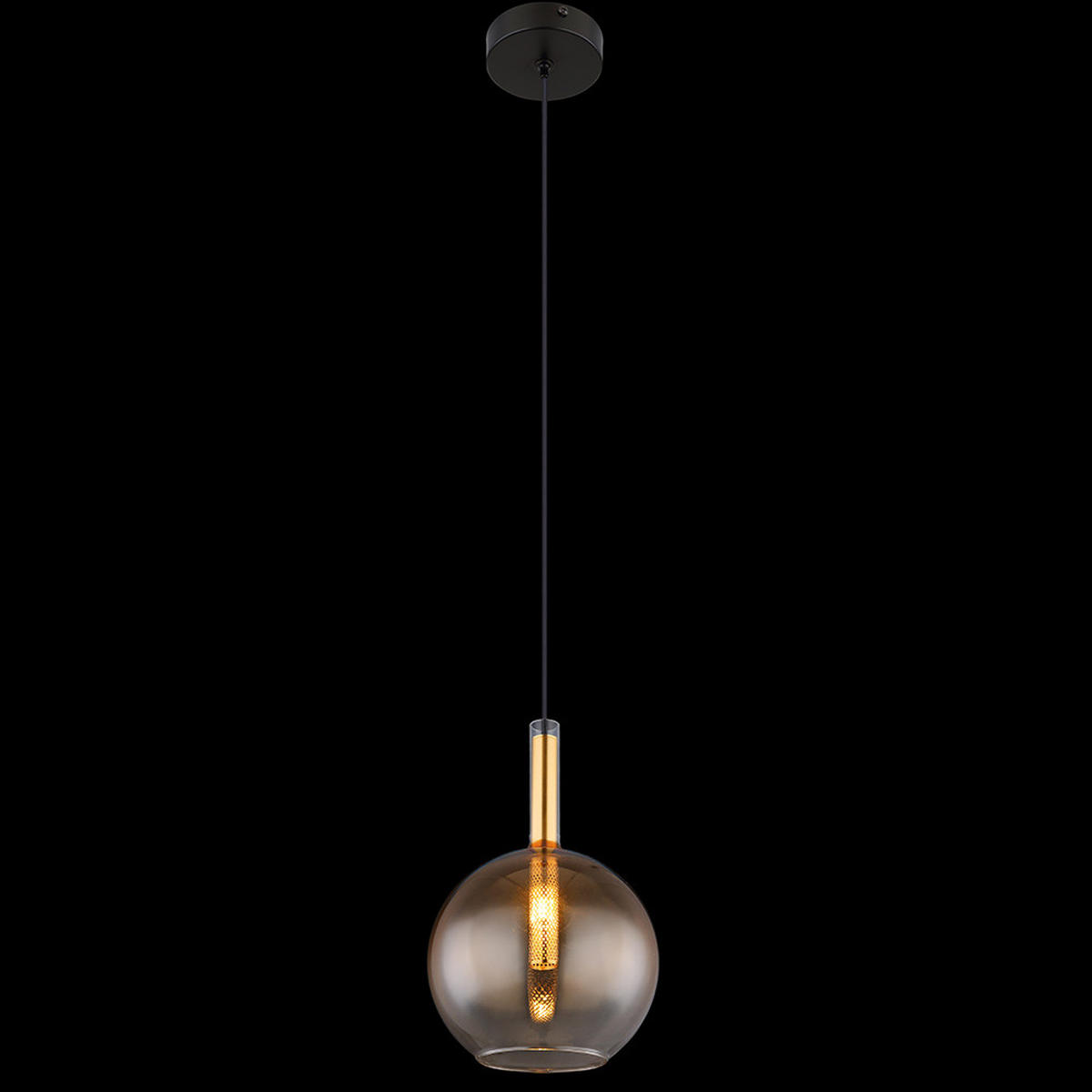 HÄNGELEUCHTE Metall Messing Schwarz - Messingfarben, Glas (18/18/120cm) - Globo Lighting