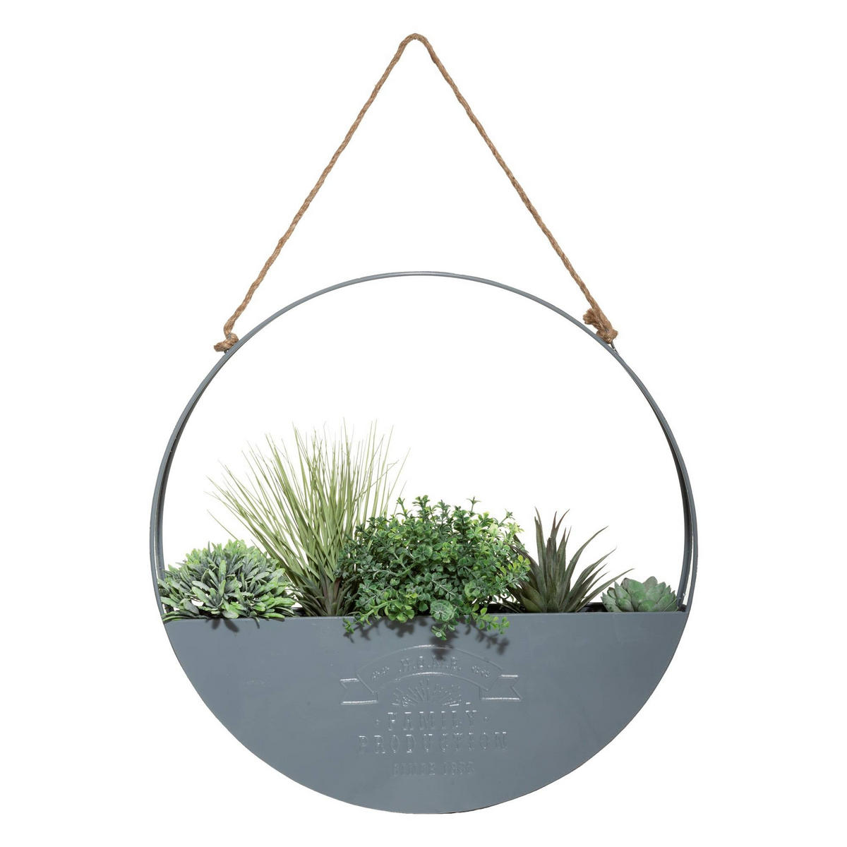KUNSTPFLANZEN Hängedeko mit Metallring 64/6/64 cm - Grau, Metall (64cm) - Atmosphera Createur d´interieur