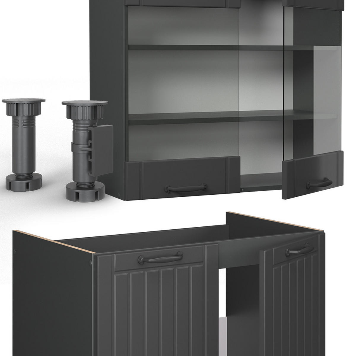 Dunkelgrau/Anthrazit, Holzwerkstoff (240/81.6/60cm) - Vicco