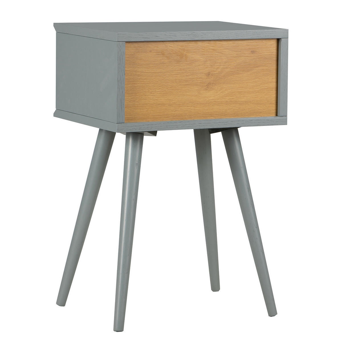 NACHTTISCH - Teilmassivholz - Eiche - Grau, Eichenholz/Holz (40/61/30cm) - home24