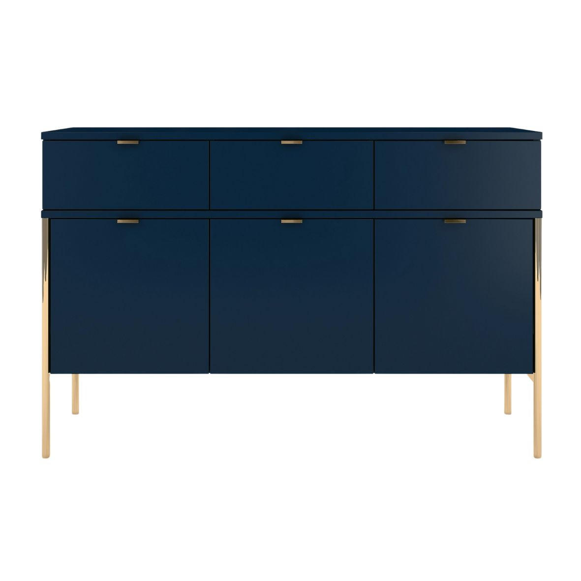 SIDEBOARD Polka, Marineblau, Goldene Details - Goldfarben/Dunkelblau, Holzwerkstoff/Metall (120/78/37cm) - Skandica