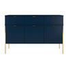 SIDEBOARD Polka, Marineblau, Goldene Details - Goldfarben/Dunkelblau, Holzwerkstoff/Metall (120/78/37cm) - Skandica