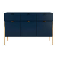 SIDEBOARD Polka, Marineblau, Goldene Details - Goldfarben/Dunkelblau, Holzwerkstoff/Metall (120/78/37cm) - Skandica