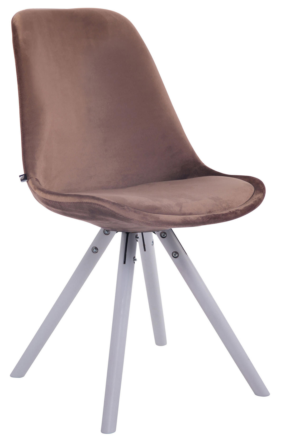 STUHL Samt Braun - Weiß/Braun, Holz/Textil (48/84/56cm) - CLP