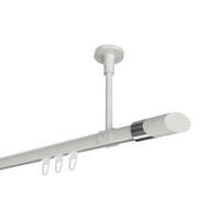 INNENLAUF-GARDINENSTANGEN-SET Sonette Verano 280 cm (geteilt in 2 x 140 cm), 1-läufig, 20 mm Ø Weiß - Chromfarben/Weiß, Metall (280cm) - INTERDECO