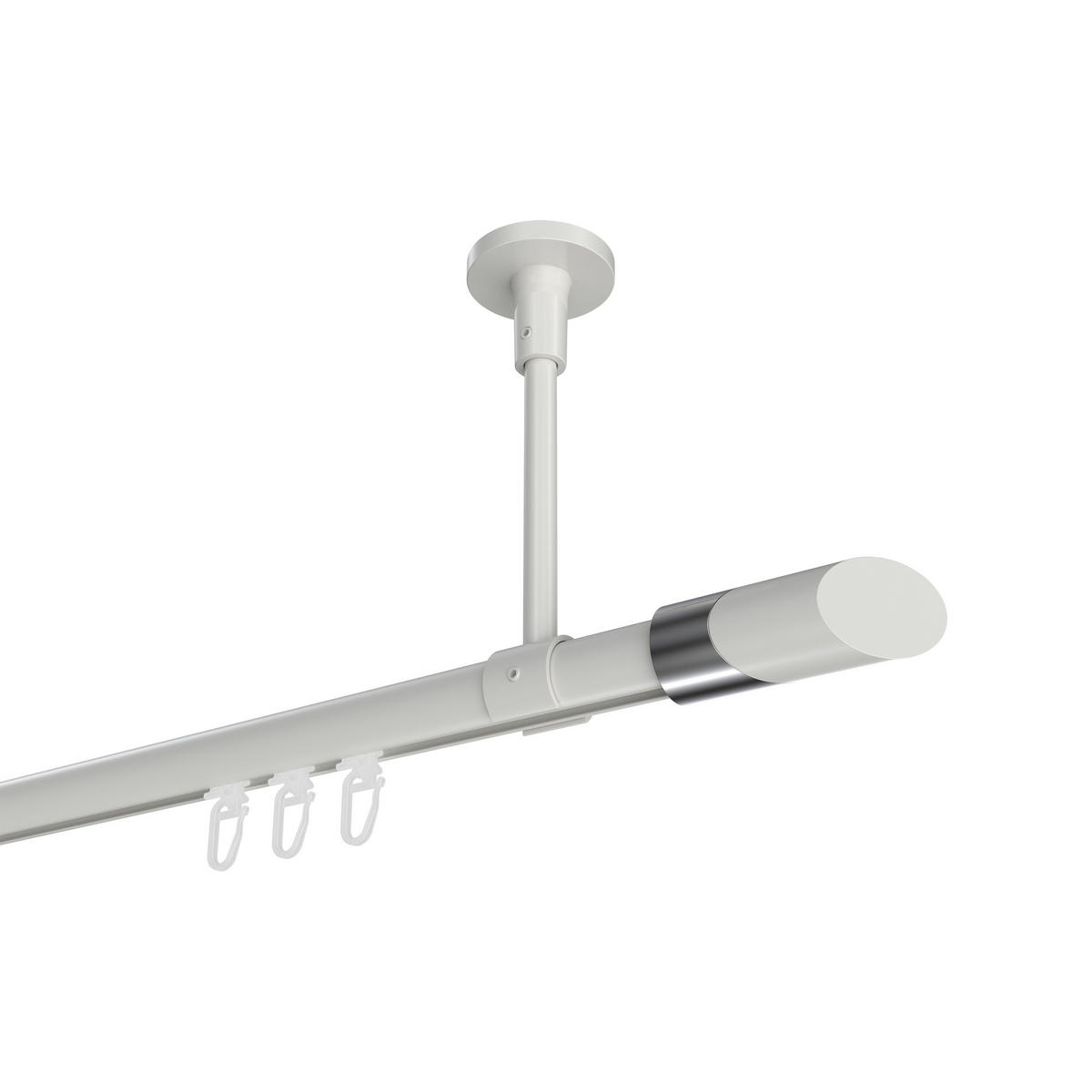 INNENLAUF-GARDINENSTANGEN-SET Sonette Verano 280 cm (geteilt in 2 x 140 cm), 1-läufig, 20 mm Ø Weiß - Chromfarben/Weiß, Metall (280cm) - INTERDECO