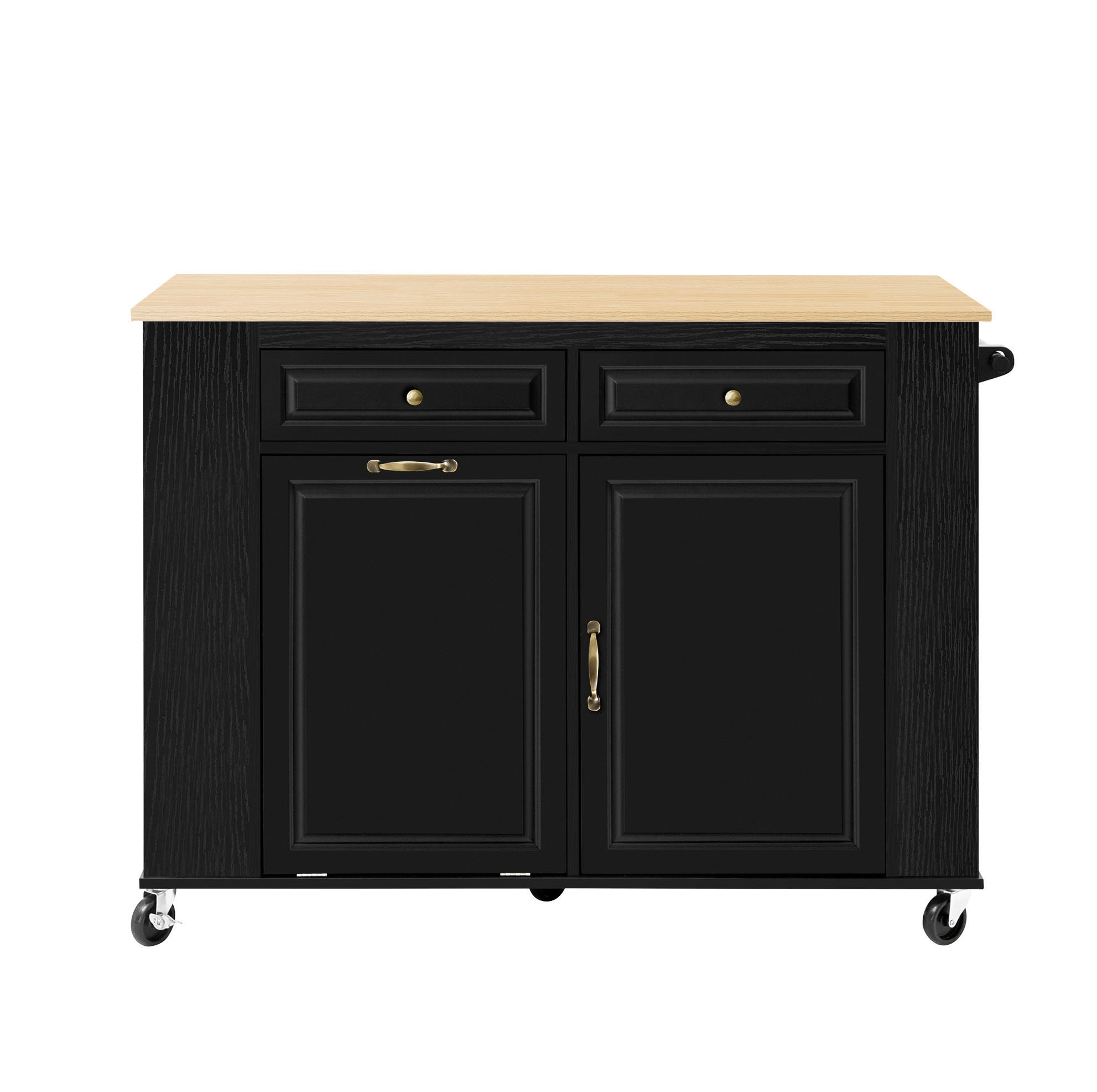 Redom KUCHYŇSKÝ ostrůvek 120/40-70/92 cm s výklopnou pracovní deskou, úložným prostorem a zásuvkami, Černá a přírodní