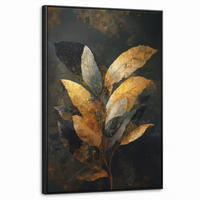 LEINWAND Bilder mit Rahmen - Golden Leaf Komposition - Botanical Luxury - 60x90 - Goldfarben, Textil (60/90cm) - MuchoWow