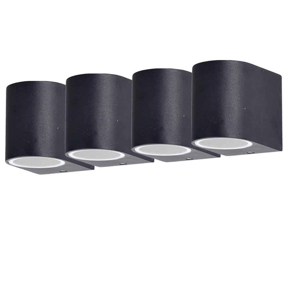 LED AUSSEN-WANDLEUCHTE Schwarz gebürstet 4er Set - Schwarz, Glas (7/8/9.4cm)