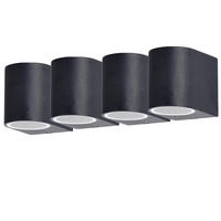 LED AUSSEN-WANDLEUCHTE Schwarz gebürstet 4er Set - Schwarz, Glas (7/8/9.4cm)