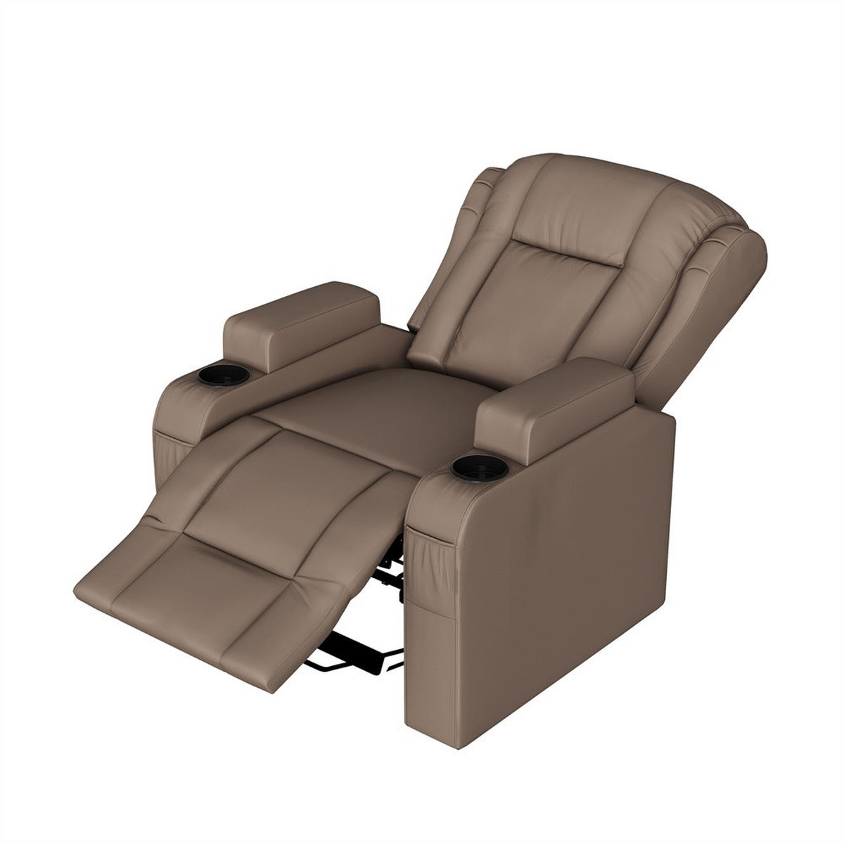 MASSAGESESSEL mit Aufstehhilfe - 8-Punkt-Massage und Heizfunktion - USB-Ladeanschluss - Braun - Braun, Textil (102/105/93cm) - DELFA