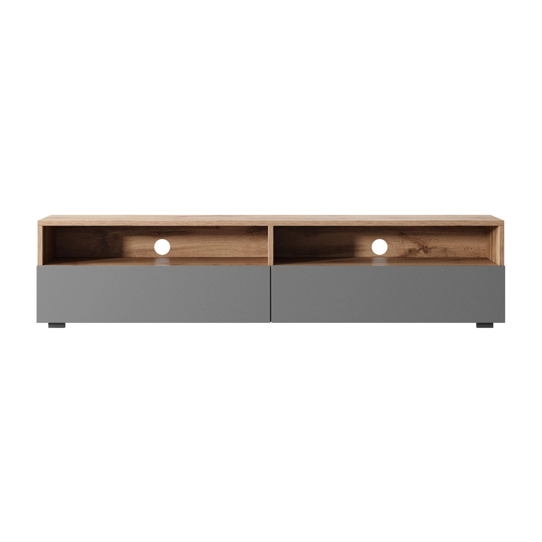 TV-LOWBOARD Rednaw mit LED Eiche/Grau Hochglanz 140/30/31 cm - Eichefarben, Holzwerkstoff (140/30/31cm) - Selsey