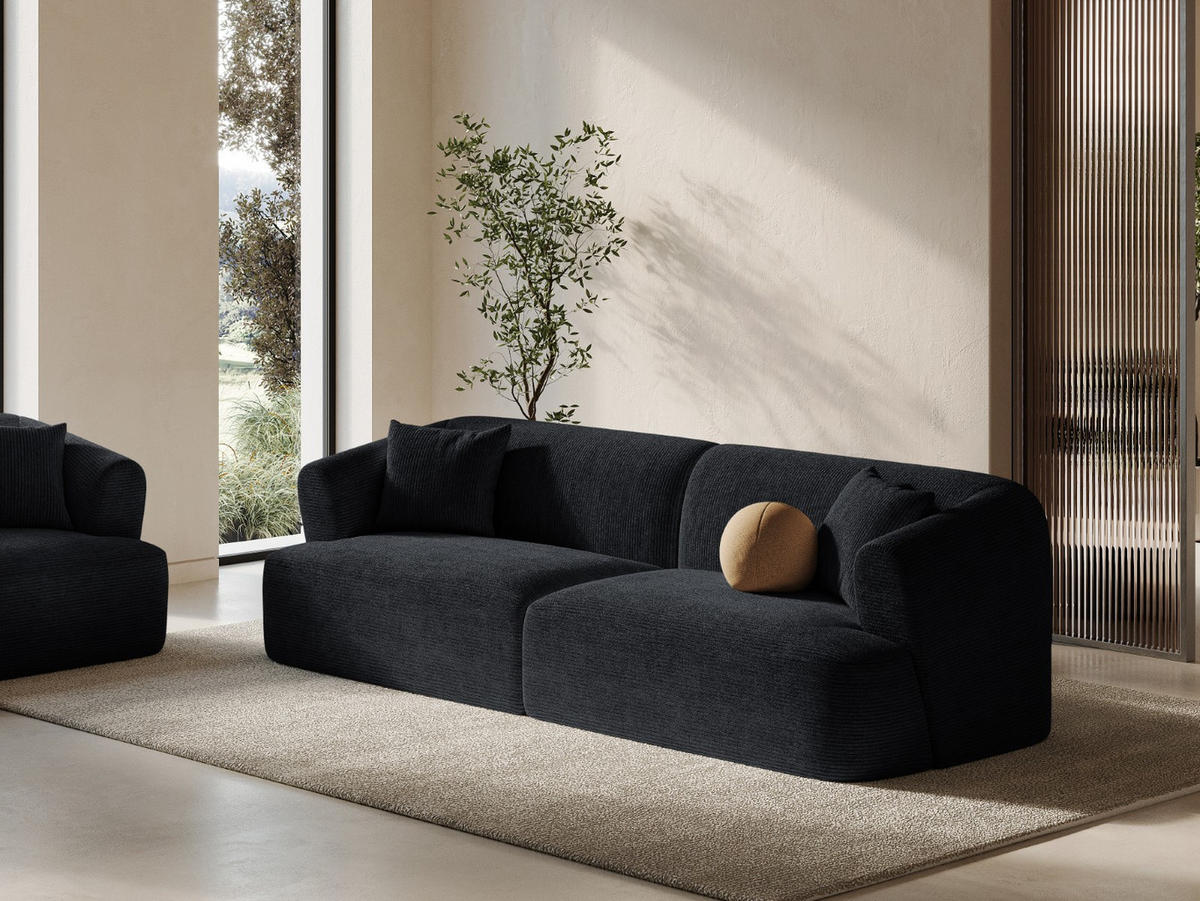 MODULARES-SOFA Campi aus Cord schwarz 4 Sitzplätze - Schwarz, Textil (90/70/255cm) - Cosmopolitan Design