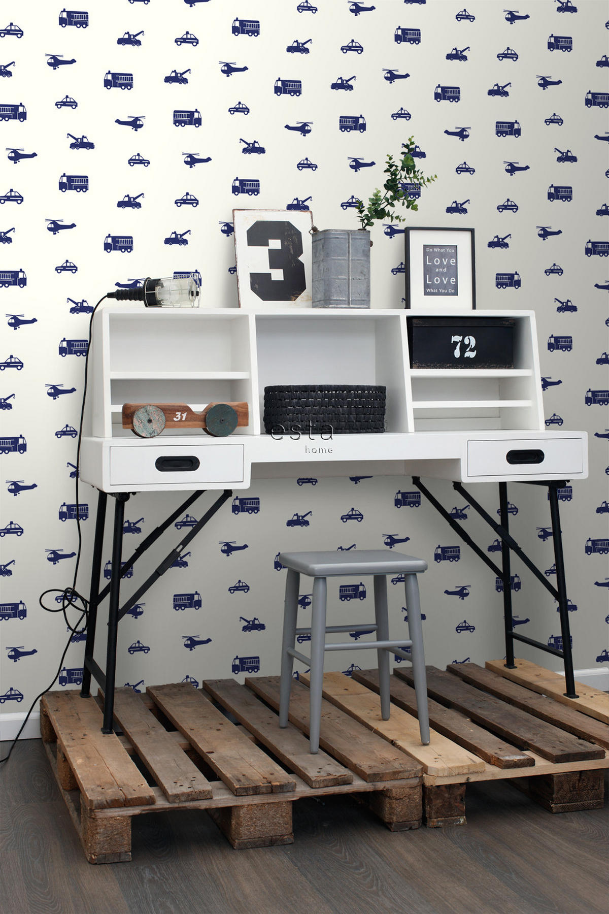 TAPETE Autos 53 cm x 10.05 m - Blau, Papier (53/0.1cm) - ESTAhome