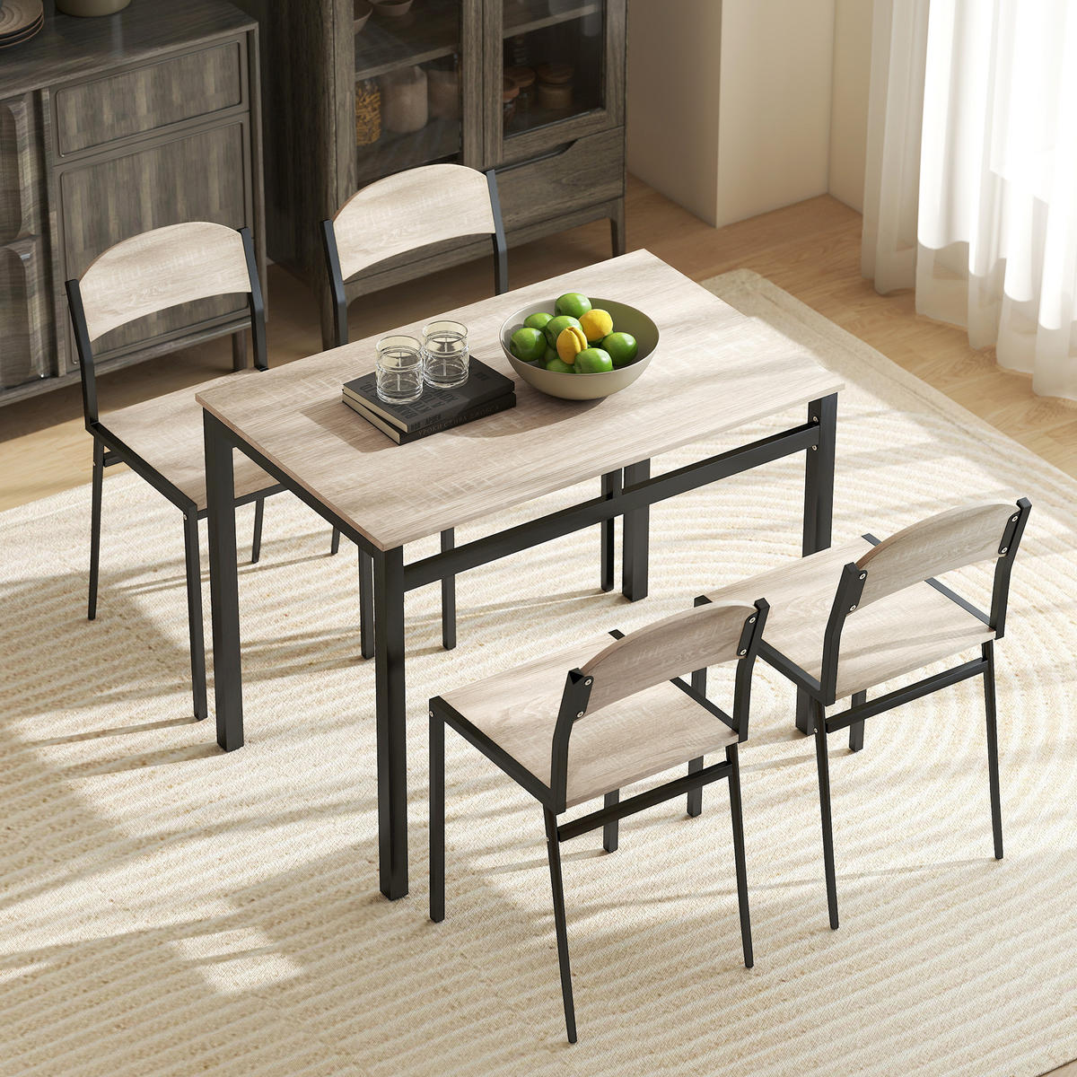 ESSGRUPPE mit 1 Tisch und 4 Stühlen Eichefarben 100.0/63.0/76.5 cm - Eichefarben, Holzwerkstoff (63/76.5/100cm)